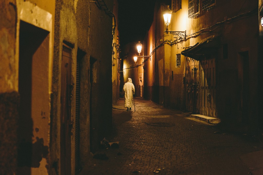 The quiet early morning streets of Marrakech